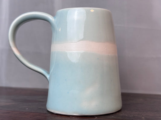 Seafoam Green and White Stripe Handmade Mug